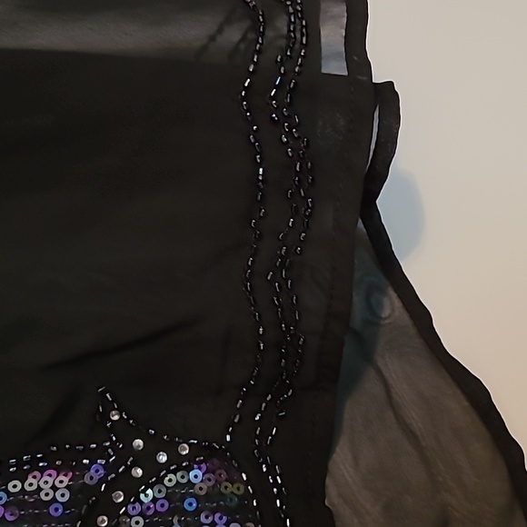 NWT Maurices sheer black blouse with sequins & beads L - Picture 4 of 5